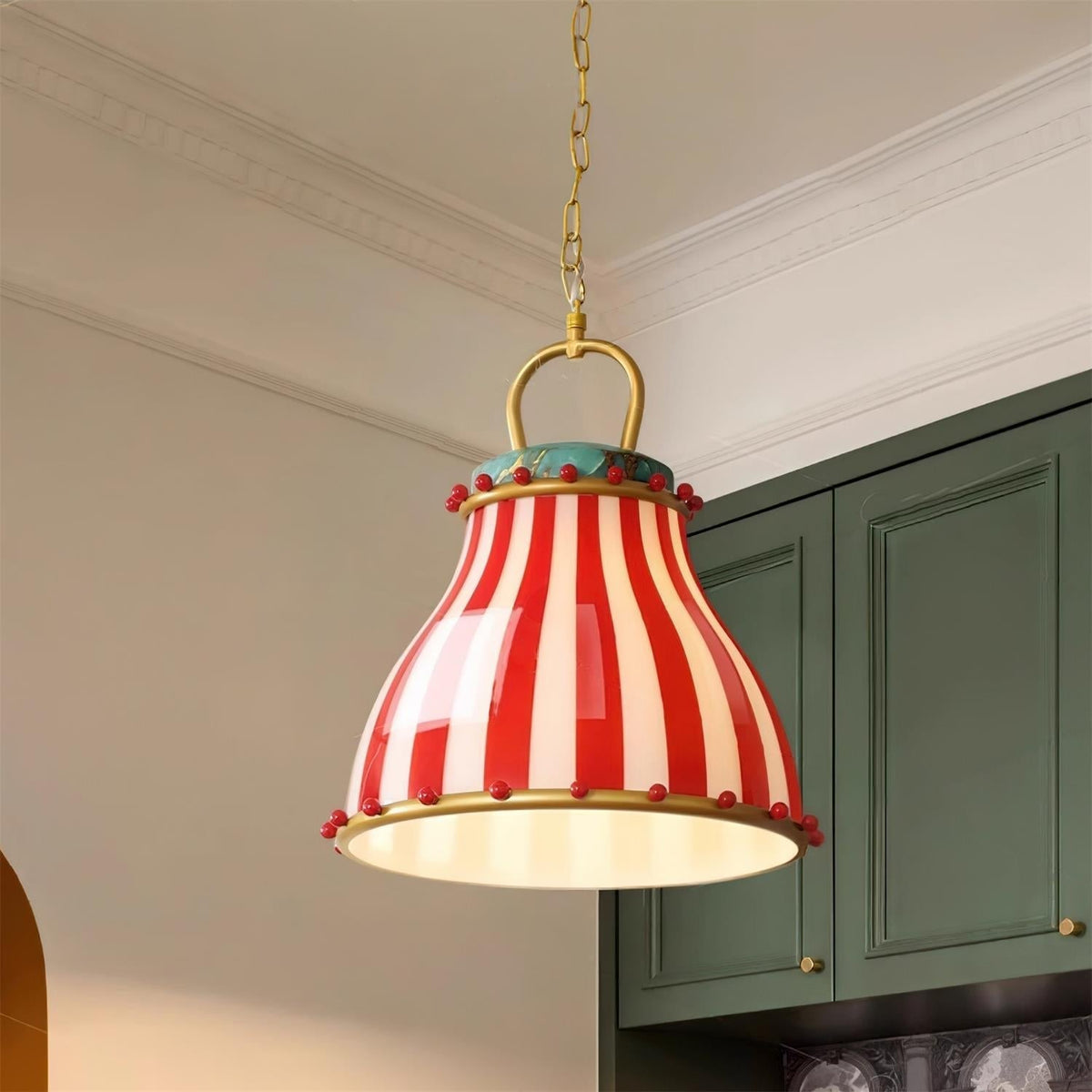 Red and white stripes Glass Pendant Lamp-Neutral Decor