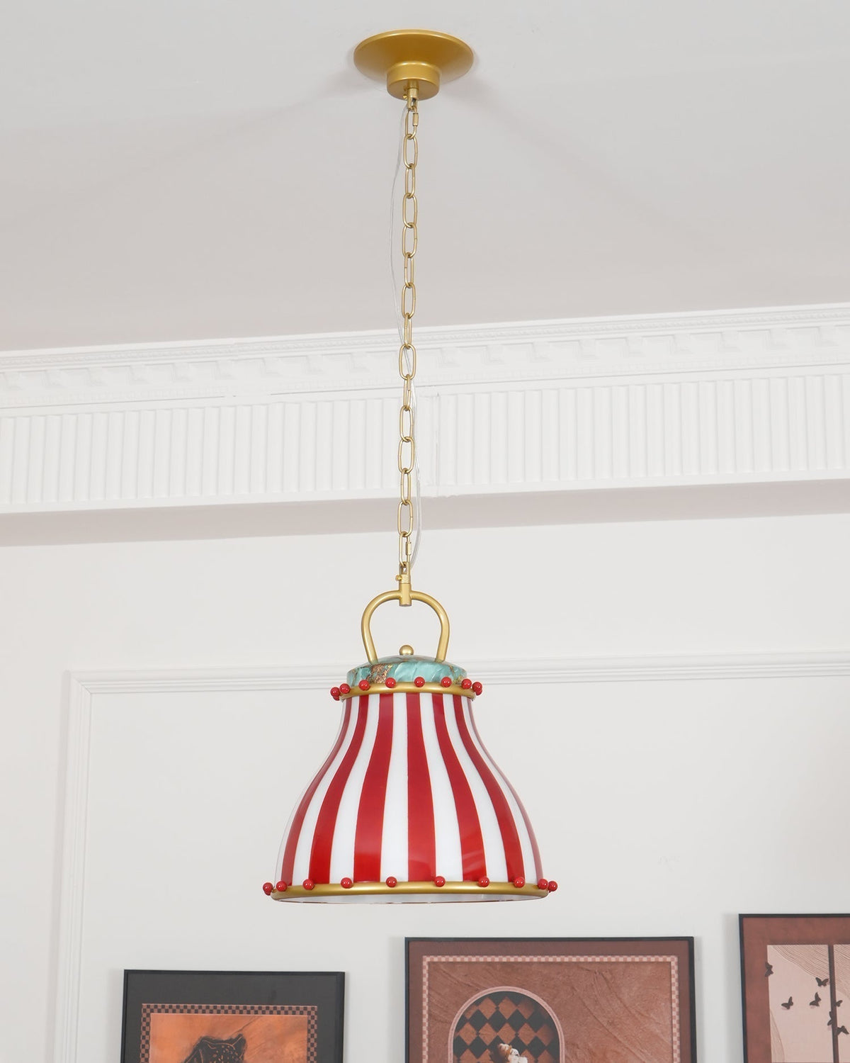 Red and white stripes Glass Pendant Lamp-Neutral Decor