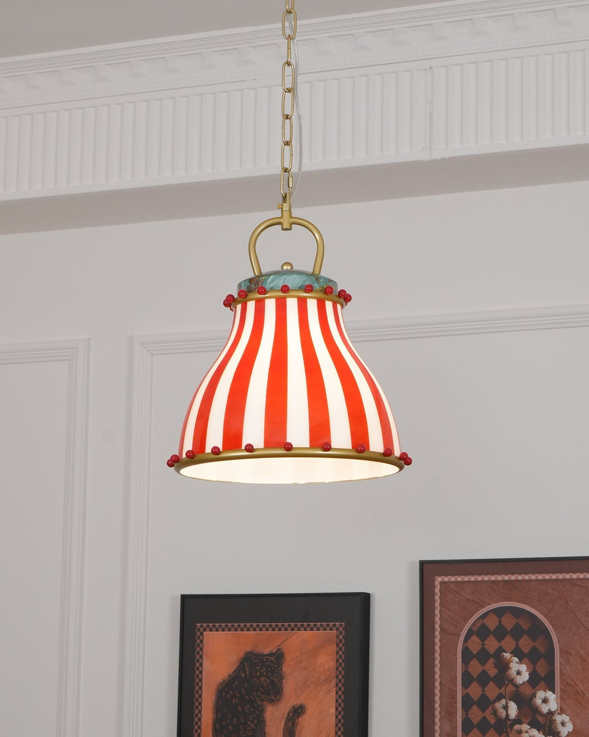 Red and white stripes Glass Pendant Lamp-Neutral Decor