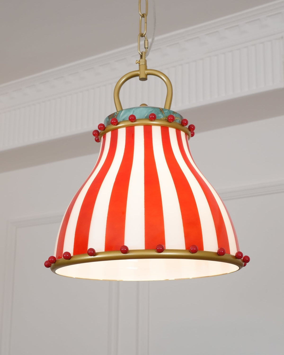 Red and white stripes Glass Pendant Lamp-Neutral Decor