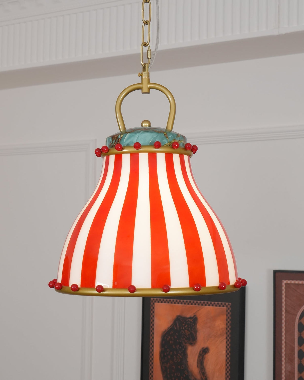 Red and white stripes Glass Pendant Lamp-Neutral Decor