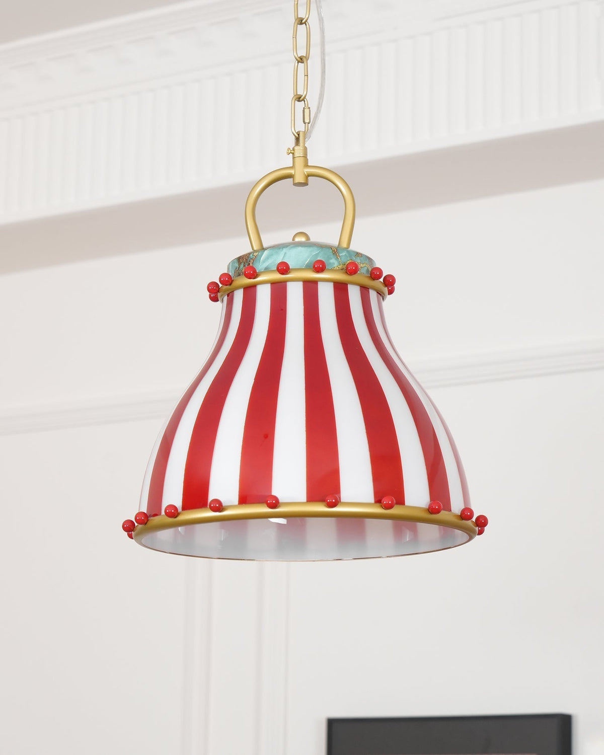Red and white stripes Glass Pendant Lamp-Neutral Decor