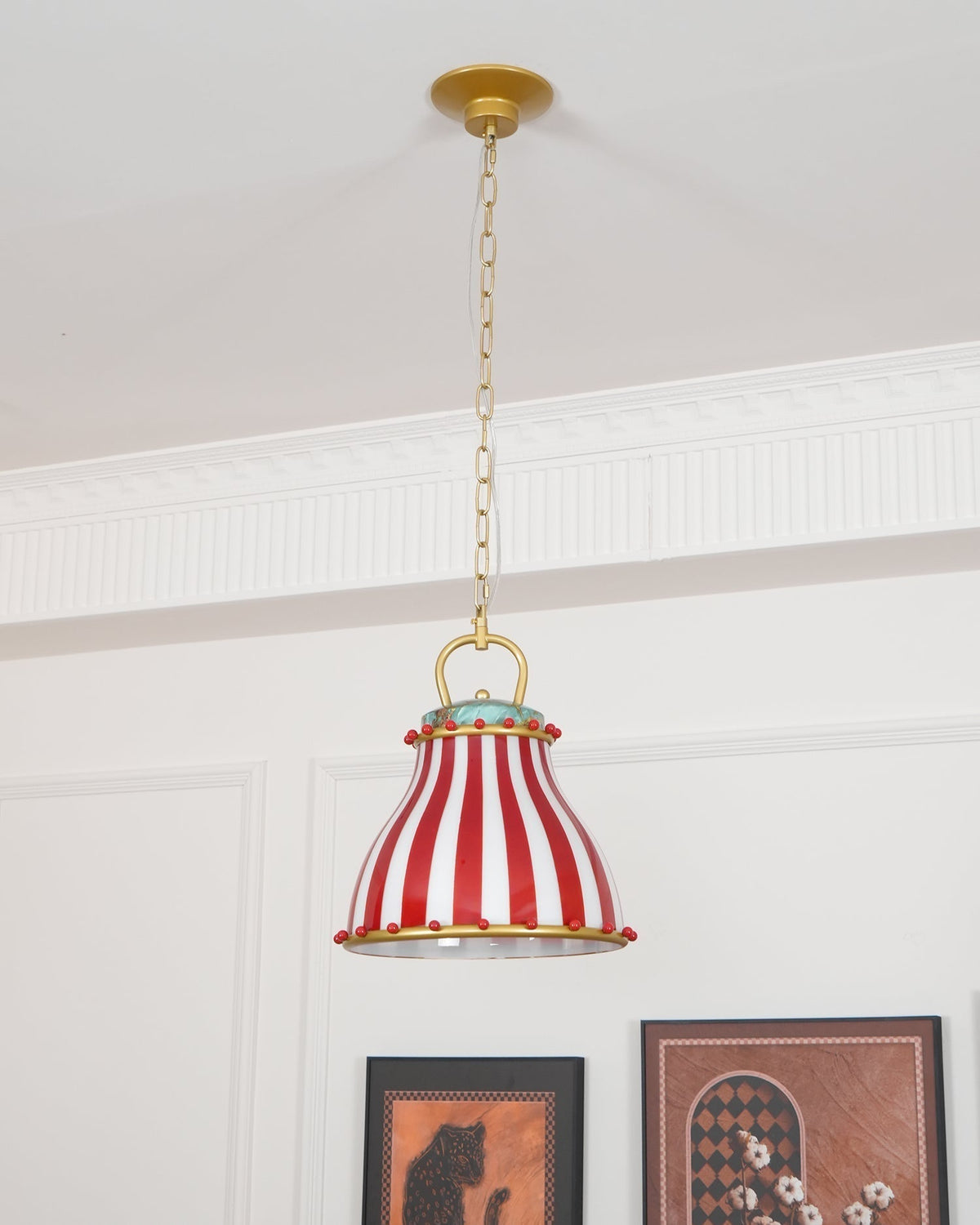 Red and white stripes Glass Pendant Lamp-Neutral Decor