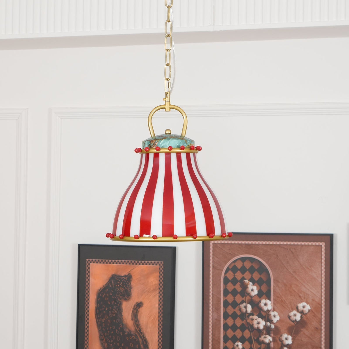 Red and white stripes Glass Pendant Lamp-Neutral Decor