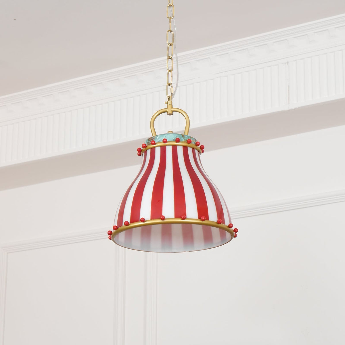 Red and white stripes Glass Pendant Lamp-Neutral Decor