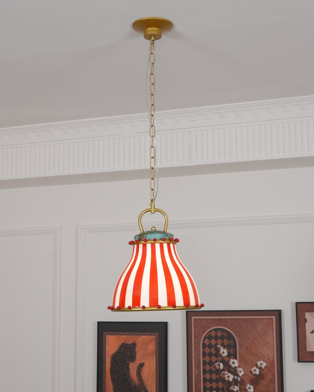 Red and white stripes Glass Pendant Lamp-Neutral Decor