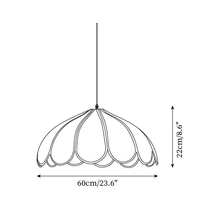 Pendant Lamp Scalloped Plant Fiber Shade Metal Frame Minimalist-Neutral Decor