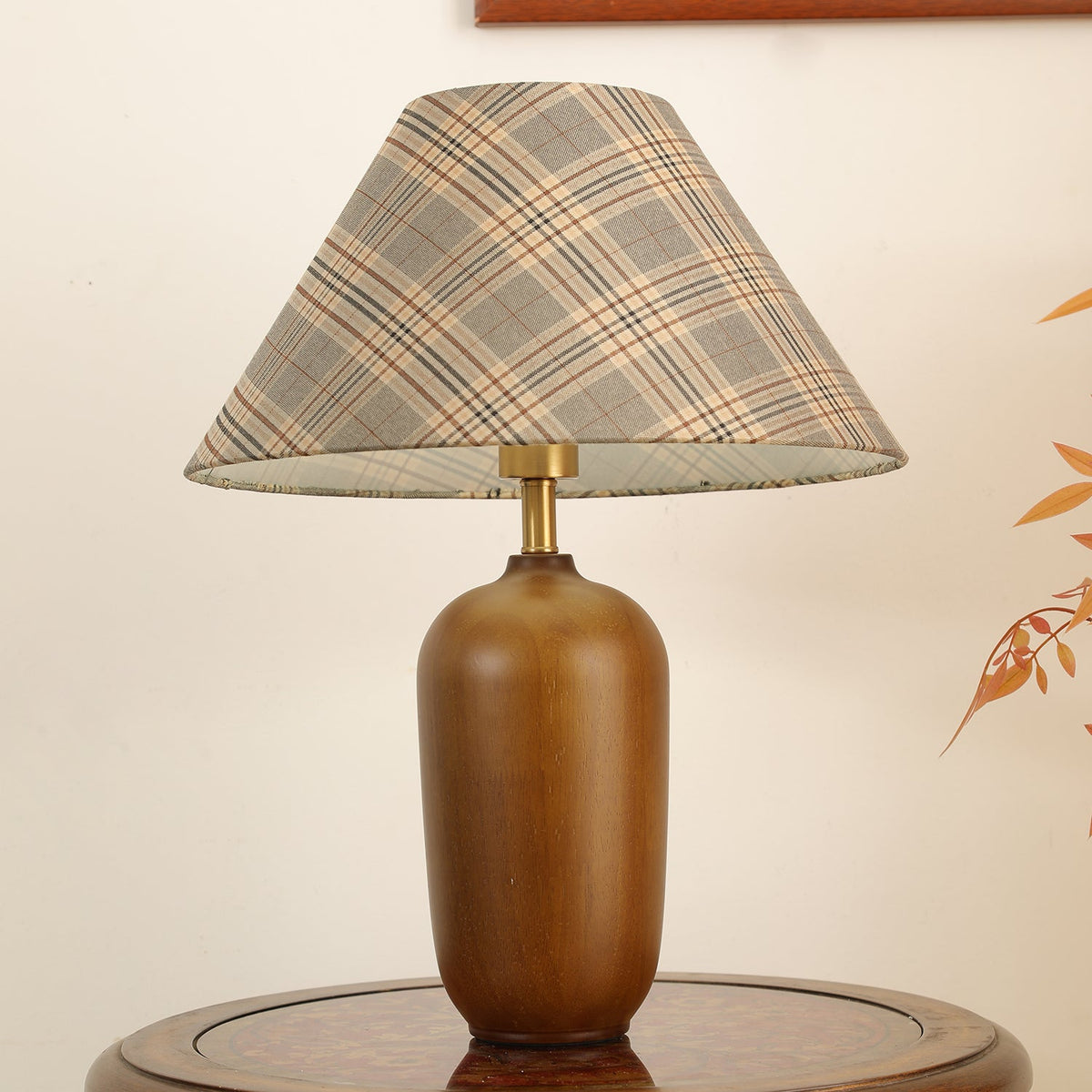 Sienna Lampe de Table en Bois Et Tissu Classique
