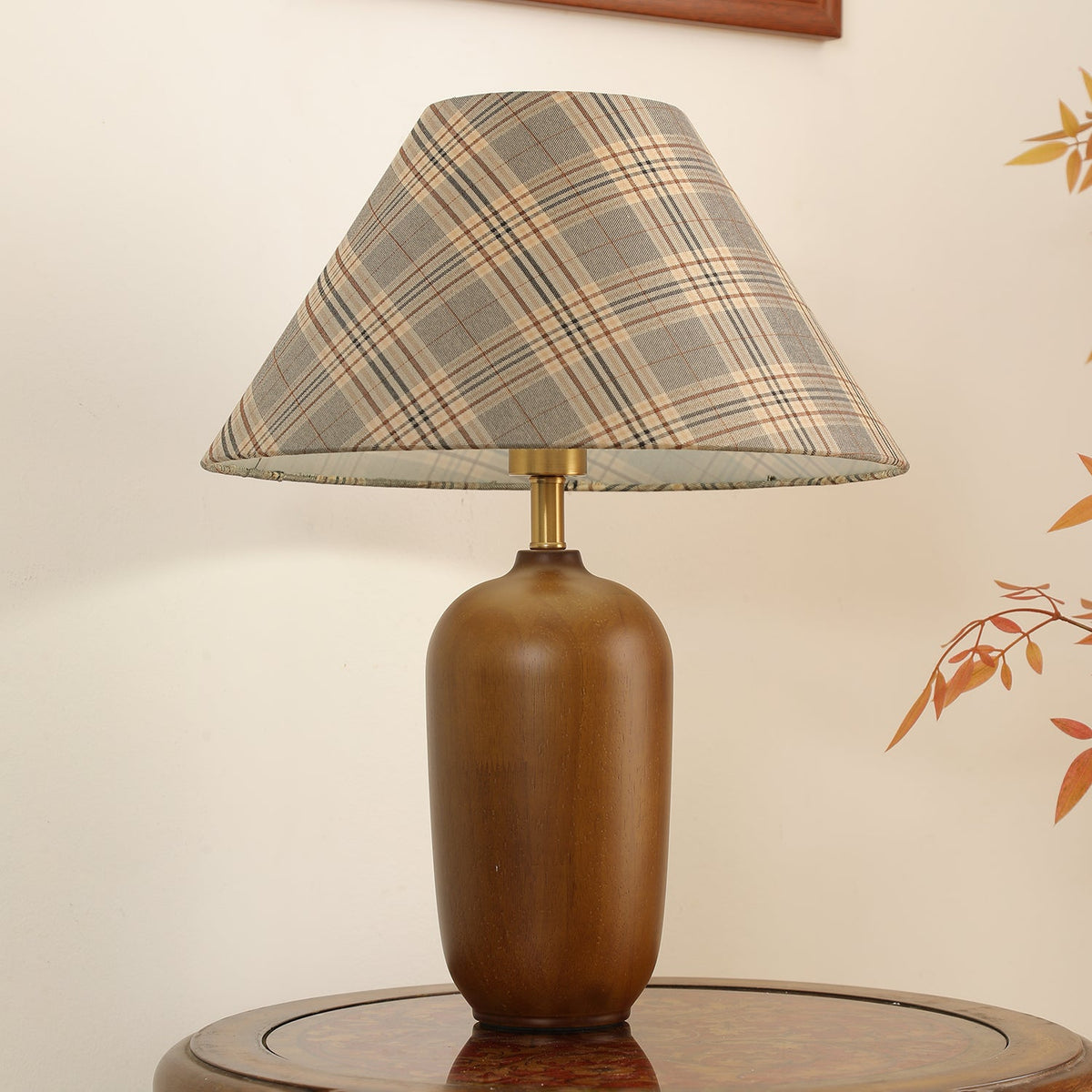 Sienna Lampe de Table en Bois Et Tissu Classique
