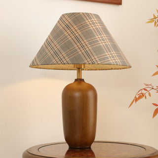 Sienna Lampe de Table en Bois Et Tissu Classique