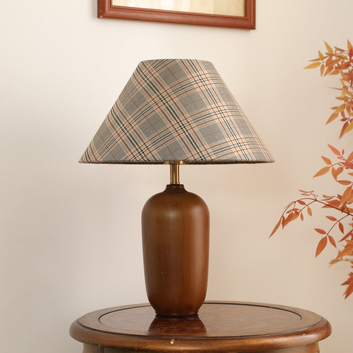 Sienna Lampe de Table en Bois Et Tissu Classique