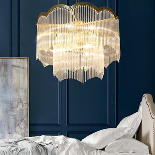 Lustra Lustre Verre Tige Vague Forme