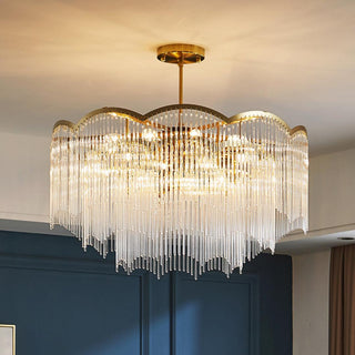 Lustra Lustre Verre Tige Vague Forme