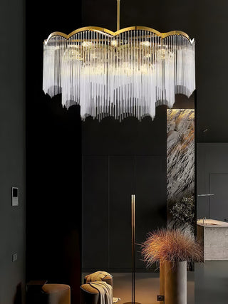 Lustra Lustre Verre Tige Vague Forme