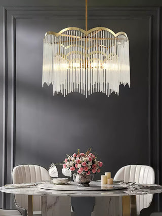 Lustra Lustre Verre Tige Vague Forme