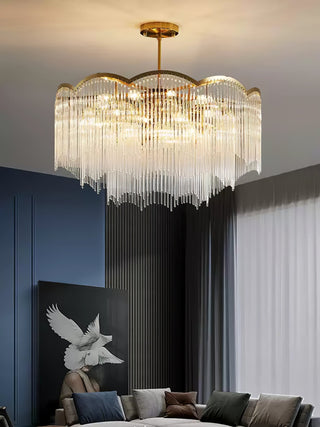 Lustra Lustre Verre Tige Vague Forme