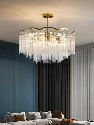 Lustra Lustre Verre Tige Vague Forme