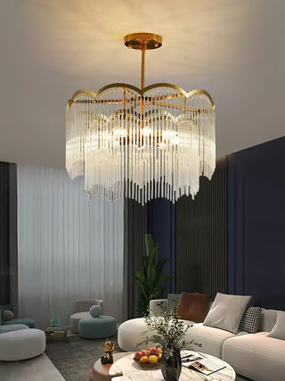 Lustra Lustre Verre Tige Vague Forme