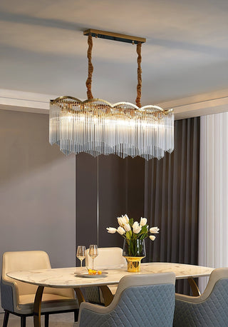 Lustra Lustre Verre Tige Vague Forme