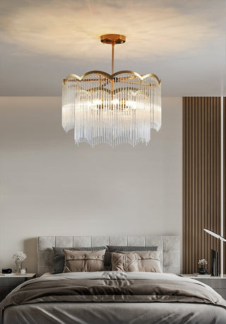 Lustra Lustre Verre Tige Vague Forme