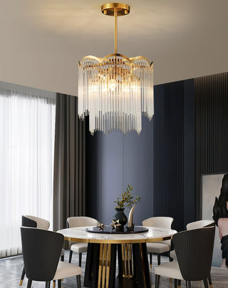 Lustra Lustre Verre Tige Vague Forme