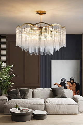 Lustra Lustre Verre Tige Vague Forme