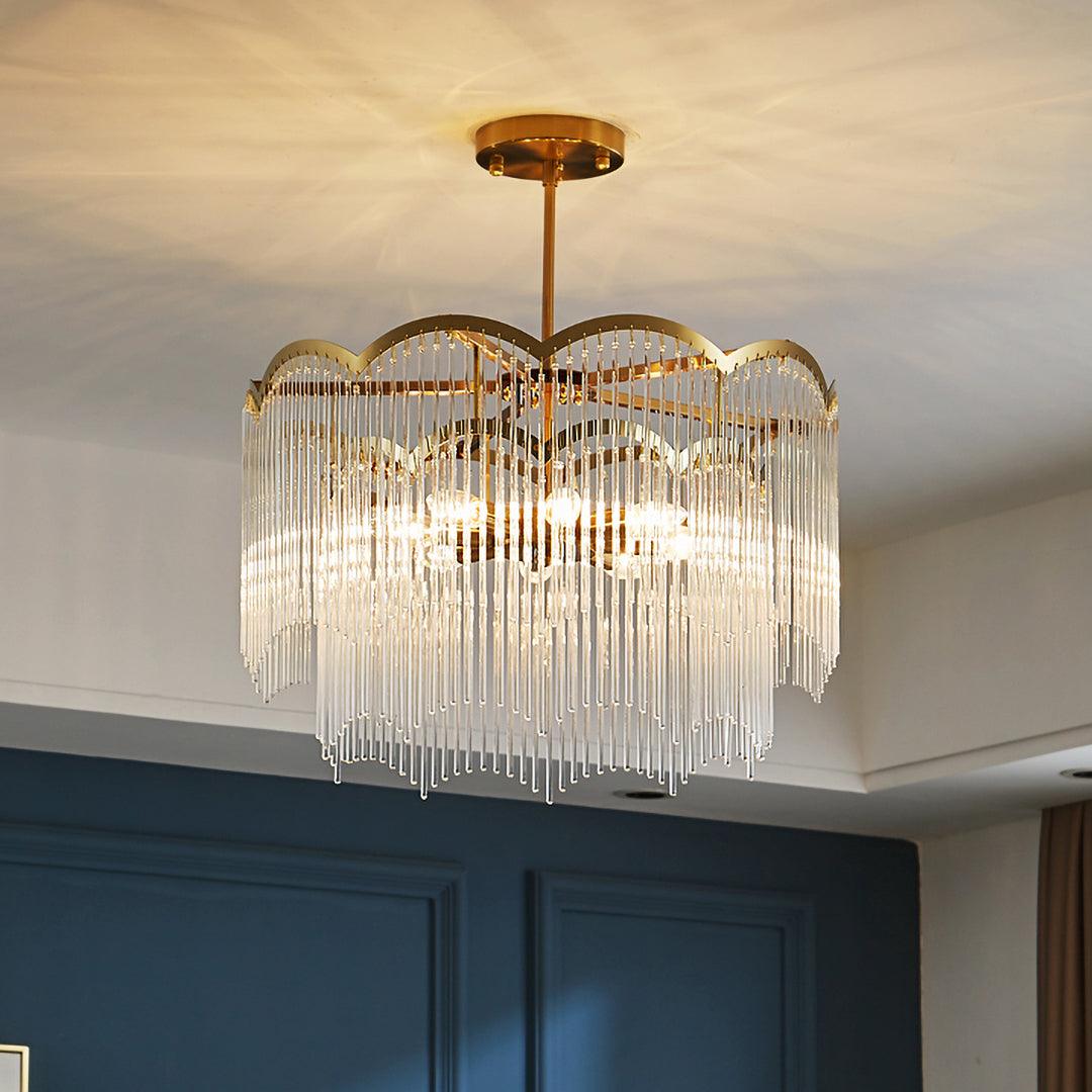 Alvaine Lustre Verre Tige Vague Forme