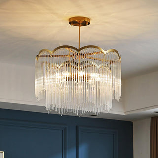Lustra Lustre Verre Tige Vague Forme