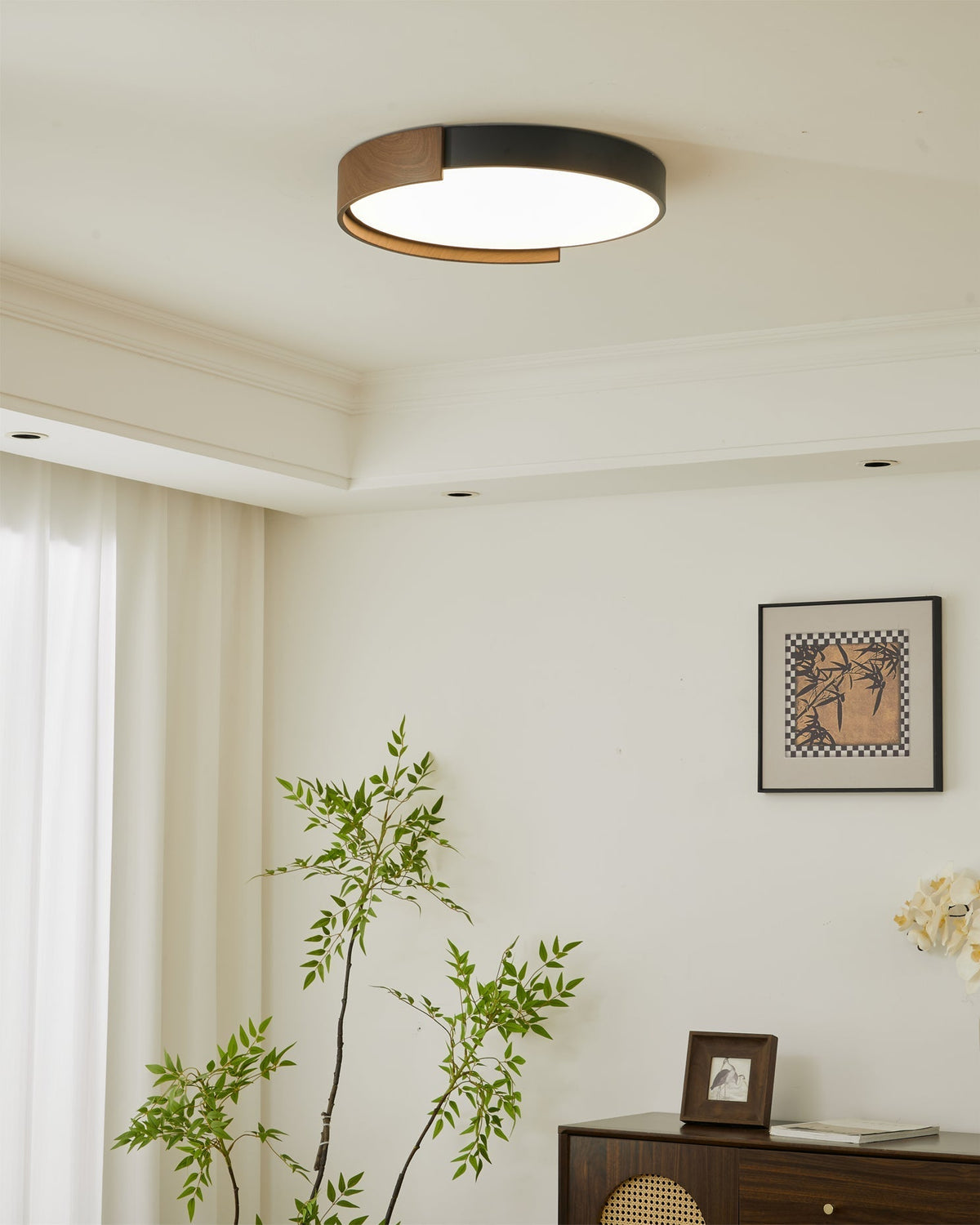 Angled view showing the depth of the Claxy ceiling light.