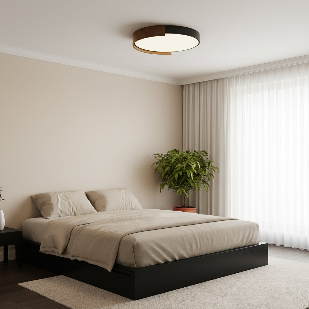 Close-up of the wood grain detail on the Claxy ceiling light.
