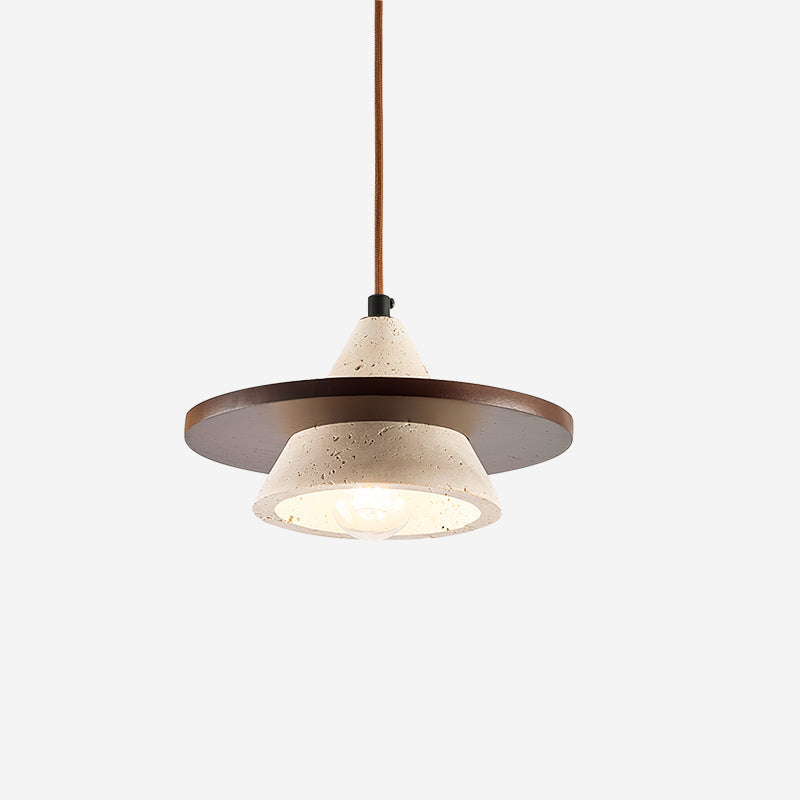Ritta Pendant Light Wooen Disc Travertine-Neutral Decor