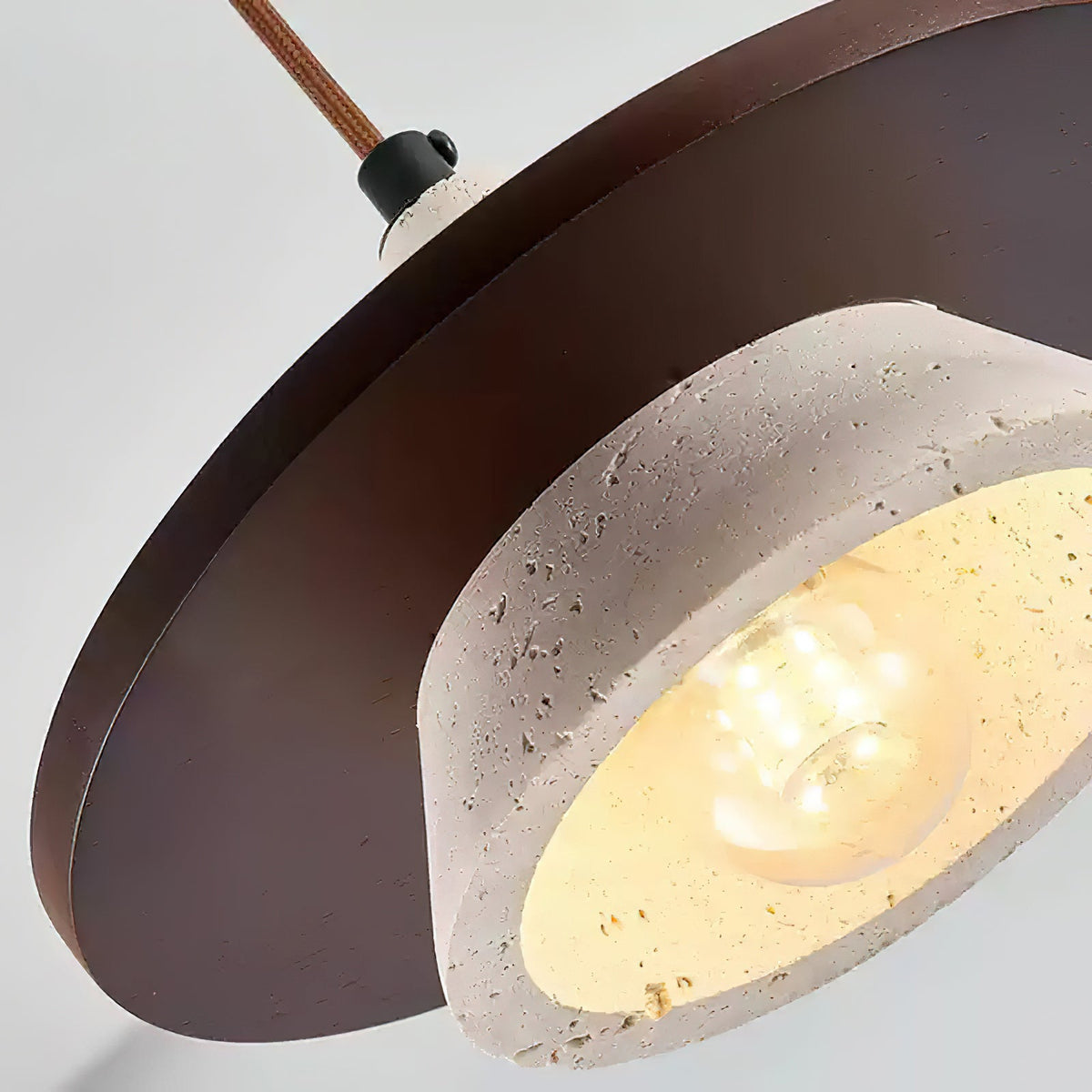 Ritta Pendant Light Wooen Disc Travertine-Neutral Decor