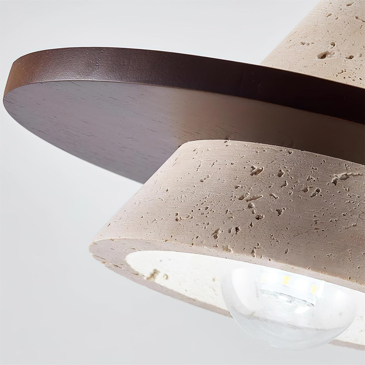 Ritta Pendant Light Wooen Disc Travertine-Neutral Decor