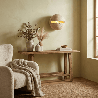 Cleft Travertine Globe Wall Sconce-Neutral Decor