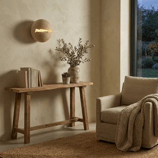 Cleft Travertine Globe Wall Sconce-Neutral Decor