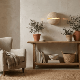 Cleft Travertine Globe Wall Sconce-Neutral Decor