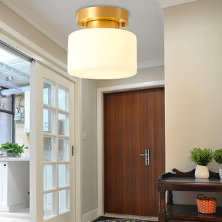 Elsilisra Plafonnier Flush Art Nordique Laiton Verre