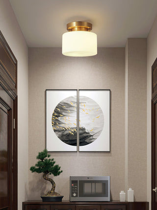 Elsilisra Plafonnier Flush Art Nordique Laiton Verre