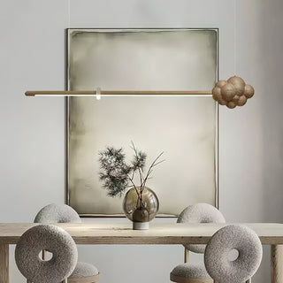 Lustra Suspension Minérale Nuage Bois Minimaliste