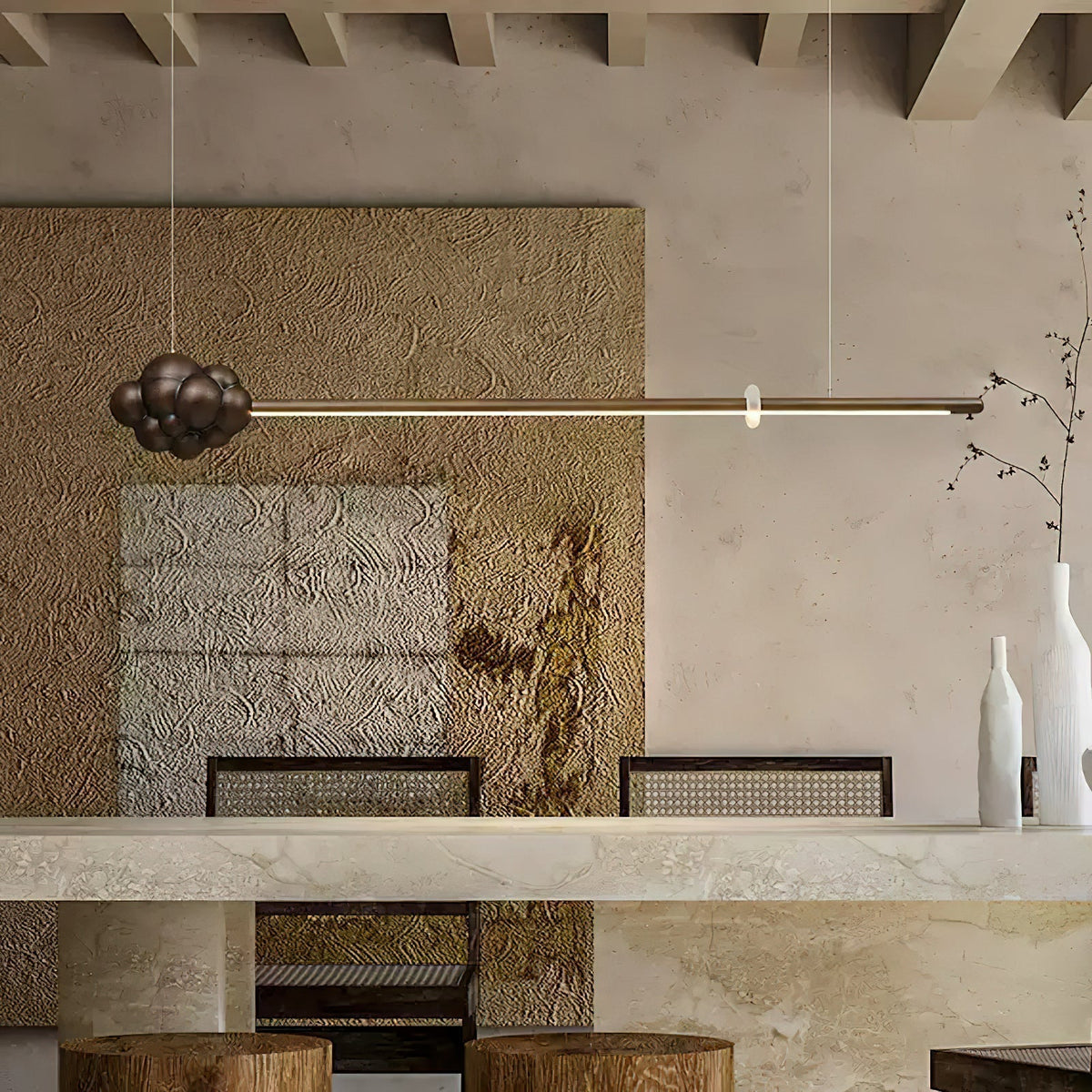 Cyrona Suspension Minérale Nuage Bois Minimaliste