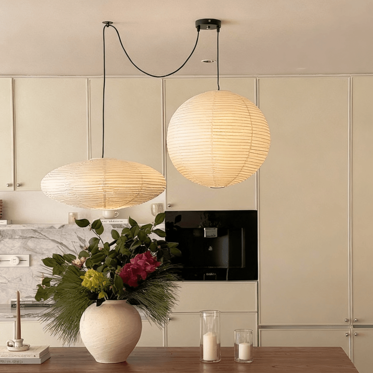 Washi Paper Whimsy Pendant Lamp-Neutral Decor