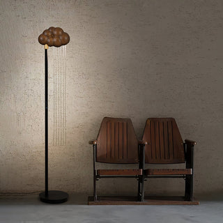 Orinyra Lampadaire en Métal Bronze à Rosace Nuageuse avec Détails Perles