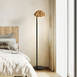 Orinyra Lampadaire en Métal Bronze à Rosace Nuageuse avec Détails Perles
