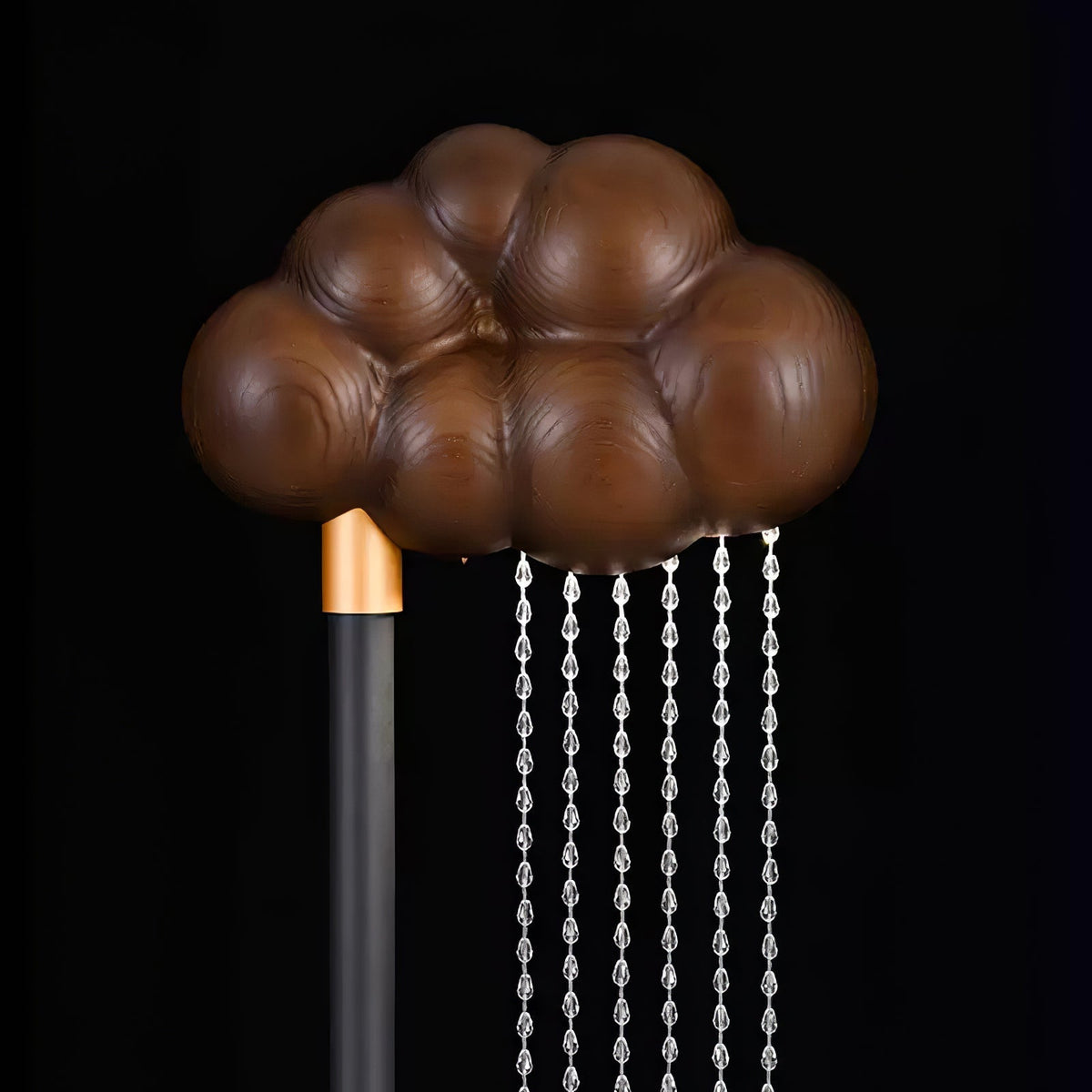 Orinyra Lampadaire en Métal Bronze à Rosace Nuageuse avec Détails Perles