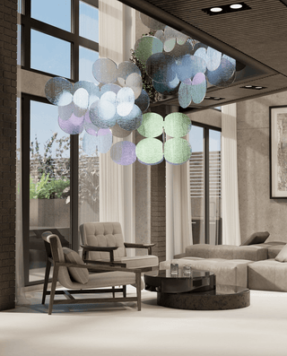 Clouds Iridescent Disc Chandelier-Neutral Decor