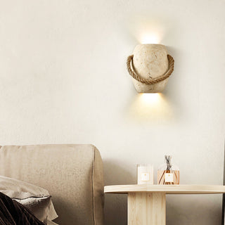 Coastal Rope Stone Wall Sconce-Neutral Decor