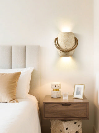 Coastal Rope Stone Wall Sconce-Neutral Decor