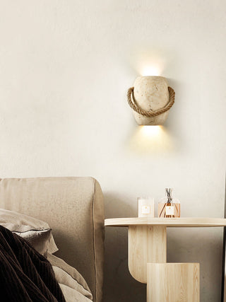 Coastal Rope Stone Wall Sconce-Neutral Decor