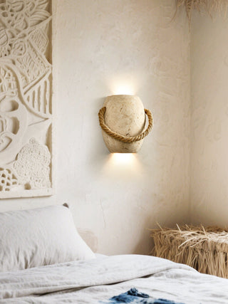 Coastal Rope Stone Wall Sconce-Neutral Decor