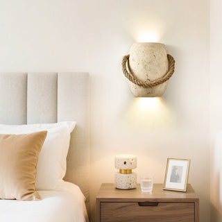Coastal Rope Stone Wall Sconce-Neutral Decor